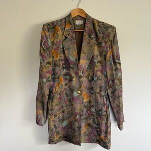 Vintage Georgiou Blazer oversized fit padded shoulders & Skirt Floral Set Size:L